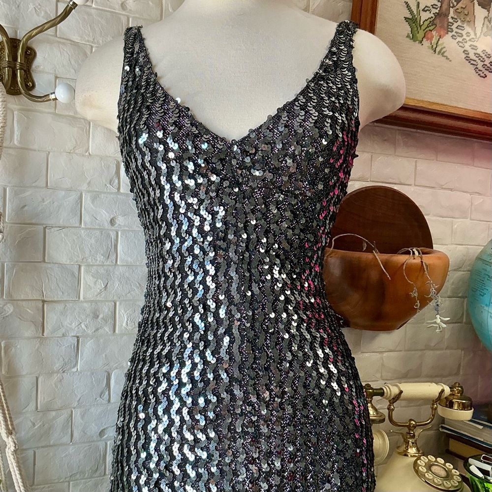 Vintage 1990s Climax by David Howard Body Contour Sequin Sleeveless Gown - Picture 5 of 15